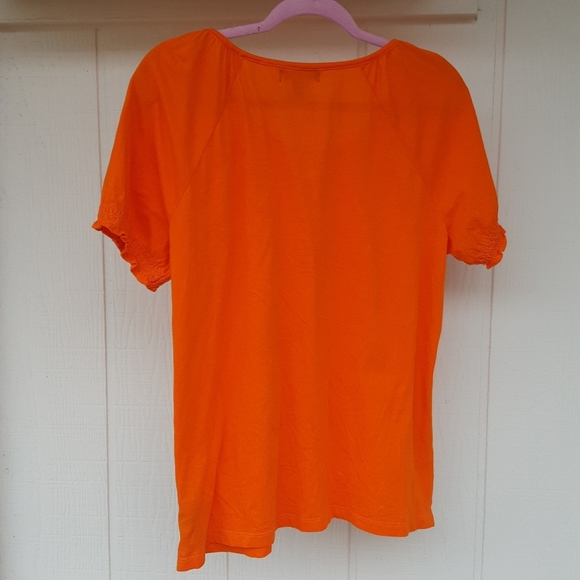 🤗 NEW LRL XL Sunshine Orange Smocked Peasant Top - Picture 6 of 6
